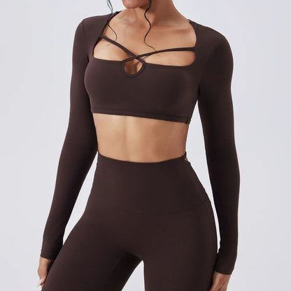 Women's Yoga Long Sleeved Sports T-Shirt Running Workout Gym Fitness Top Yoga Shirt Female Sports Long Sleeved Sportswear
