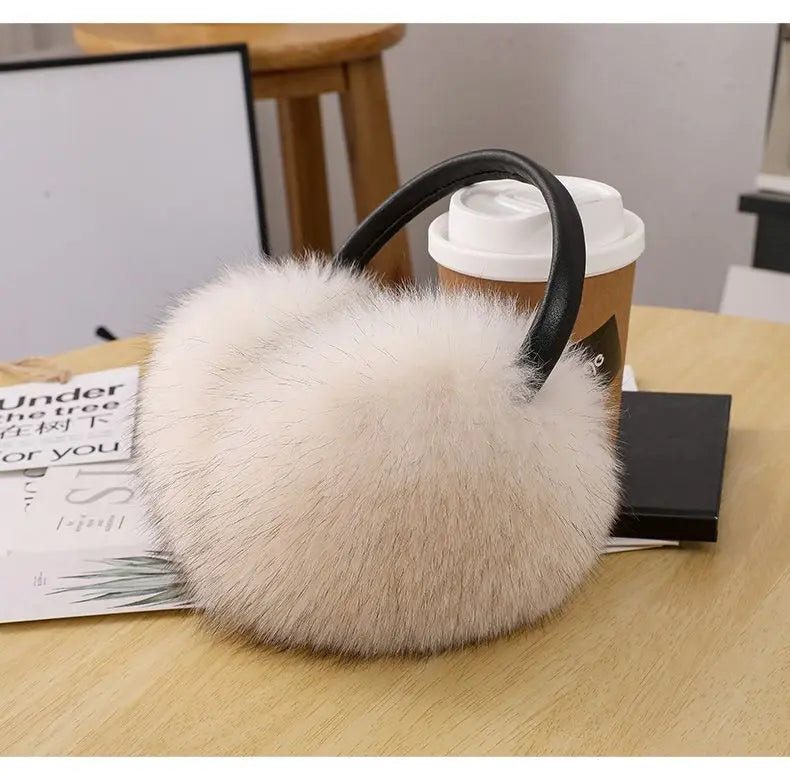 New Arrival Women 100% Real Fox Fur Ear Cover Plush Genuine Fox Fur Earmuff Winter Lady Big Pompoms Fox Fur Fluffy Earmuffs Warm