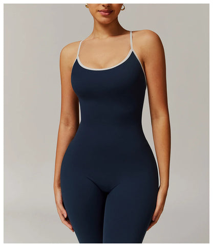 One-Piece Back V-Neck Sexy Suit Gym Set Women Training Suit Sportswear Women Sports Suit Fitness Rompers Stretch Training Suits