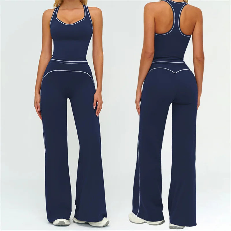 TRY TO BN Women's Tracksuit Yoga Sets Sports Vest Contrasting Color High Waisted Leggings Fitness Two Pieces Running Gym Clothes