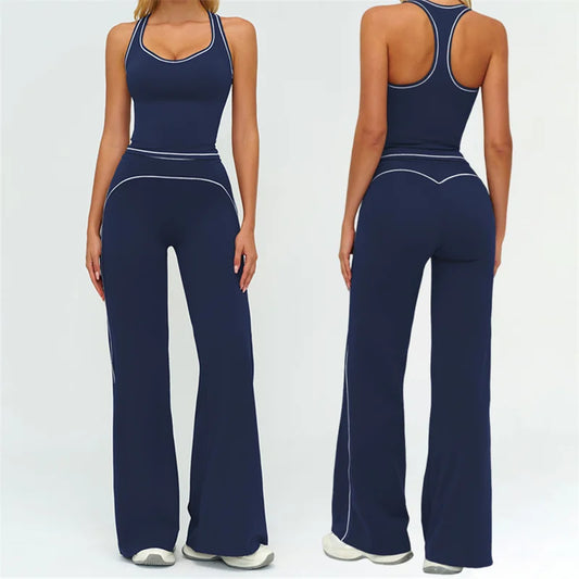TRY TO BN Women's Tracksuit Yoga Sets Sports Vest Contrasting Color High Waisted Leggings Fitness Two Pieces Running Gym Clothes