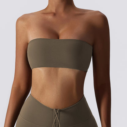 Summer Strapless Sports Bra Gym Women Quick-Drying Yoga Clothes Women Tube Top Fitness Chest Wrap Underwear Workout Bra Female