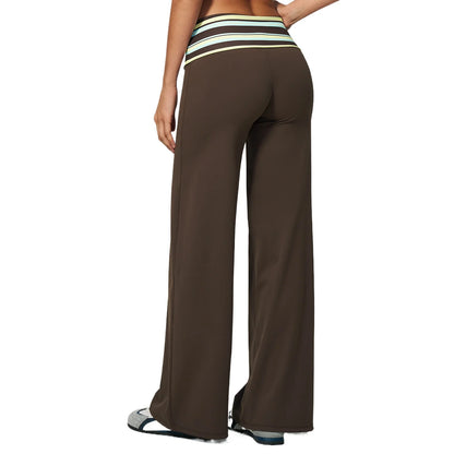 Custom LOGO women's sports trousers retro splicing polka dots folded waist fitness hip lift abdomen yoga trousers