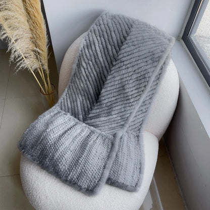 New mink woven women's scarf autumn and winter twill shawl warm herringbone scarfs fur Knitting high quality fishtail Scarves