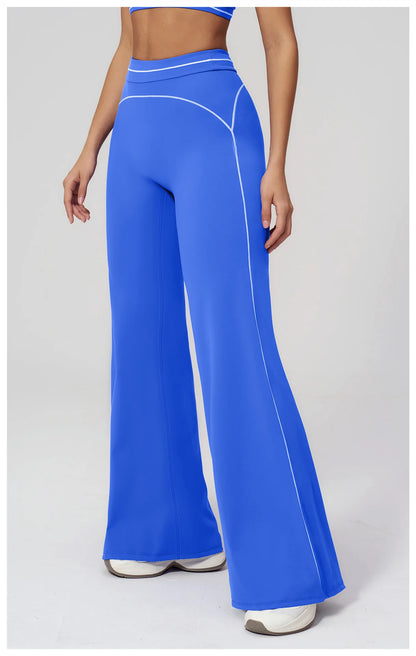 High Waist Yoga Wide Leg Pants Women Gym Fitness Bell-bottoms Pants Push Up Sports Trousers Female Casual Workout Flared Pants