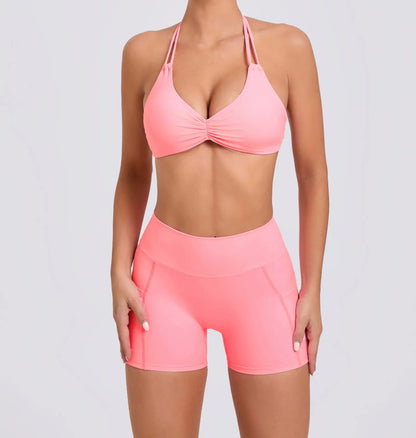 Sexy wo-piece Shockproof Sports Suits Women Gym Set Women Tracksuit Running Quick-Dry Sports Vest Female Fitness Yoga Set