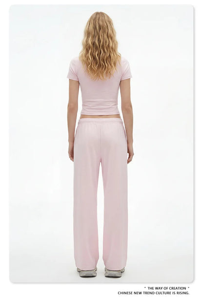 Custom LOGO women's spring summer new 200G high-elastic short slim-fit short-sleeved trousers casual sports two-piece set