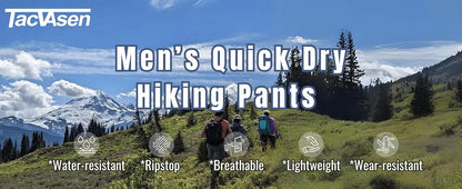 TACVASEN Hiking Straight Pants 5 Pockets Mens Lightweight Quick Dry Ripstop Trousers Waterproof Stretchy Pants Outdoor Fishing
