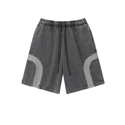 Customized LOGO men's summer European and American hip-hop style splicing contrasting shorts loose straight five-point pants