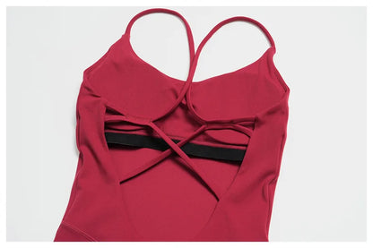 TRY TO BN Yoga Jumpsuit Shorts Cross Beautiful Back Sportswear Fitness Bodysuit One Piece Set Workout Running Gym Women Clothing