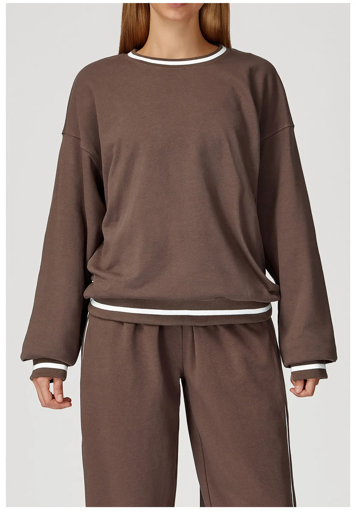 Women Long Sleeved New Winter Color Blocking Hoodie Outdoor Casual Running Sports Top Loose Round Neck Top Fashionable Hoodie