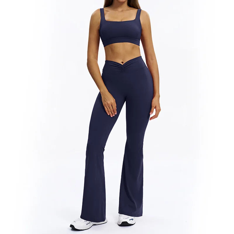 SWELTERING 2PCS Yoga Set Fitness Gym Tracksuit Sportswear Women Workout Outfits High Waist Leggings Sports Bra Athletic Wear
