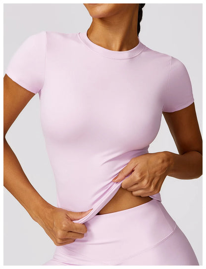 Women Sport T Shirts Short Sleeve Yoga Shirt Gym Top Running Push Up Active Wear Sport Top Femme Yoga Top Fitness Clothes