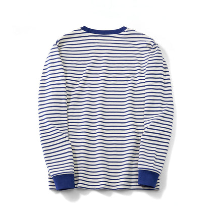 Autumn New Heavy Weight Long Sleeve Tshirt Men Cotton Round Neck Stripe Knited T Shirt Men Retro Casual Streetwear Tops Oversize
