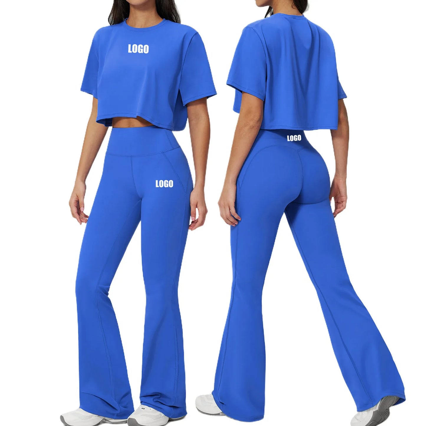 Custom LOGO women's yoga clothes, short sleeves, tight quick-drying trousers, fitness clothes, high-intensity sports suits