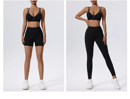 2PCS Yoga Set Sportswear Women Tracksuit Athletic Wear Pilates Fitness Suit Gym Clothes Workout Push Up Sports Bra Leggings Suit