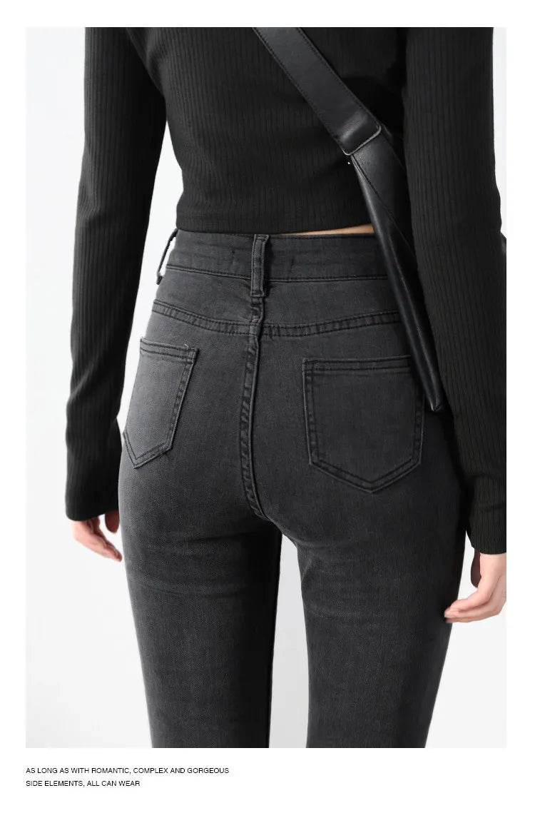 CHIC VEN Women Jeans Solid Slim Retro High Waisted Small Leg Denim Pant Skinny Pant Spring Autumn 2026