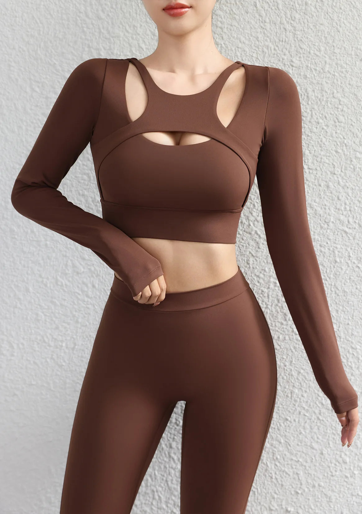 SOISOU Hollow Back Slim Fit Yoga Crop Top Women's Pilates Pullover Shockproof Sports Long Sleeve High Elastic Fitness T Shirt