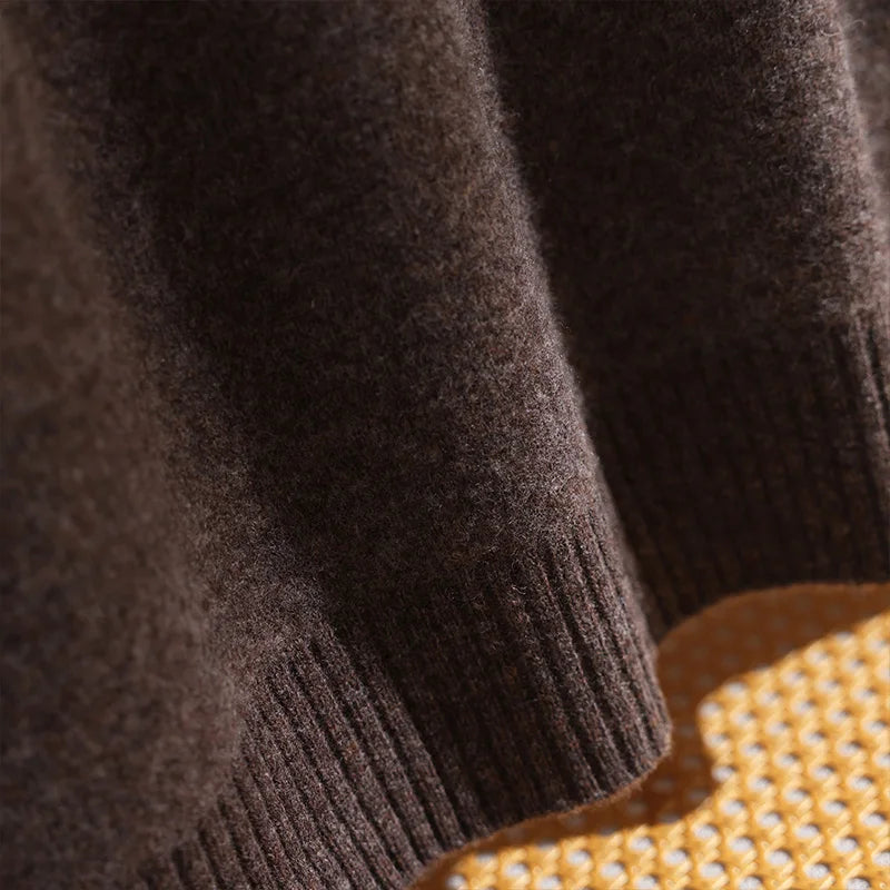 CHICUU Women's 100% Wool Sweater Pants Set Thick Mock Neck Pullover Wide Leg Pants Autumn Winter Warm Casual Wool Knitwear Suit