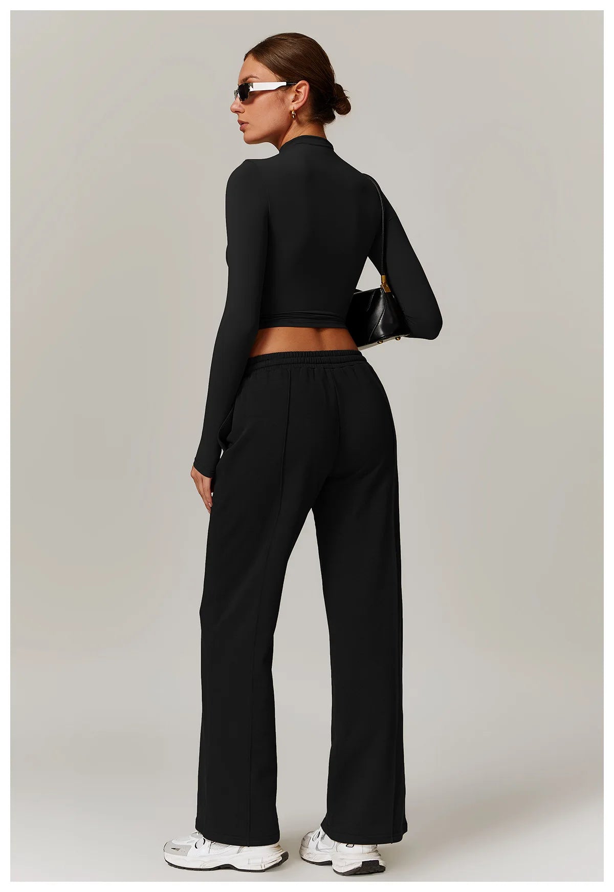 Hearuisavy Winter Pocket High Waist Jogger Sports Pants Female Fitness Gym Pants Casual Loose Sweatpants Wide Leg Trousers