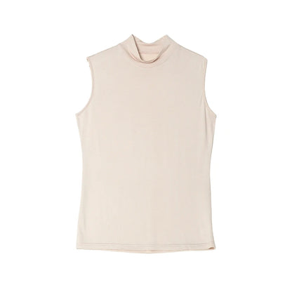 SuyaDream. Women Solid Tanks, 92%Real Silk, Mock Neck, Sleeveless Chic T Shirt, 2025 Solid Summer Vests