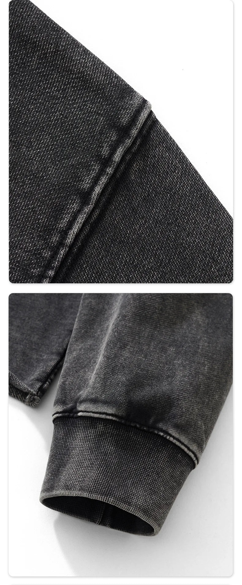 Custom LOGO men's clothing 380G old money wind 100% cotton BOXY short and wide washed old small V-neck curling terry sweater