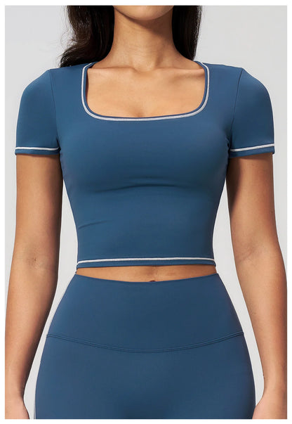 Yoga Shirts Women Sports T-Shirts Fitness Yoga Short Sleeve Gym Workout Top Running Active Shirts Female Push Up Sports T-shirts
