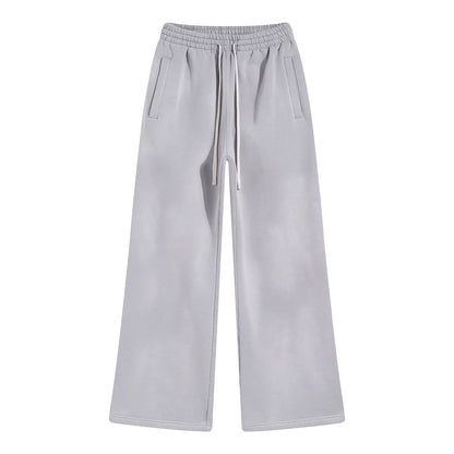 Custom LOGO autumn winter men's women's new white spray dyeing washing water 360G velvet cotton polyester sweatshirt sweatpants
