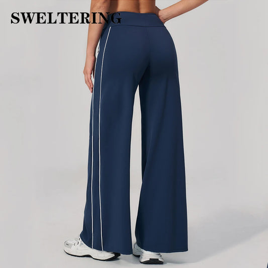 Yoga Pants Women High Waist Wide Leg Trousers Tummy Control Straight Workout Sports Pants Female Casual Fitness Bell-bottoms