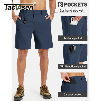 TACVASEN Men's Hiking Cargo Shorts Quick Dry Water-Resistant Lightweight Tactical Outdoor Work Casual Shorts with 8 Pockets