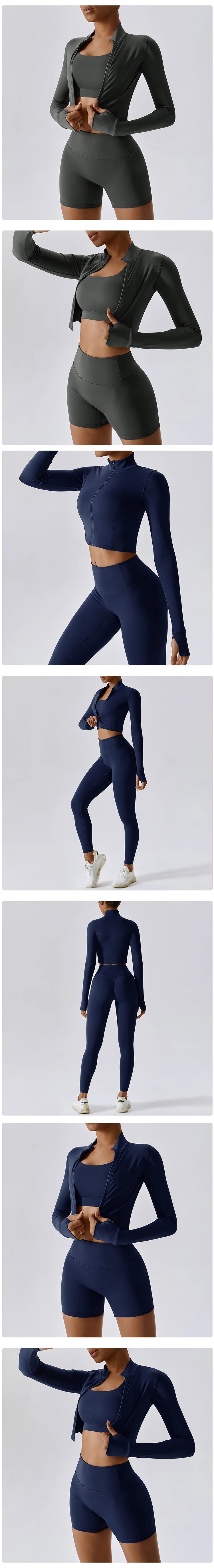 3PCS Yoga Set Gym Clothes 2 PCS Sportswear Women Yoga Suits Fitness Set women's Tracksuits Sports Jacket Long Sleeve Gym Legging
