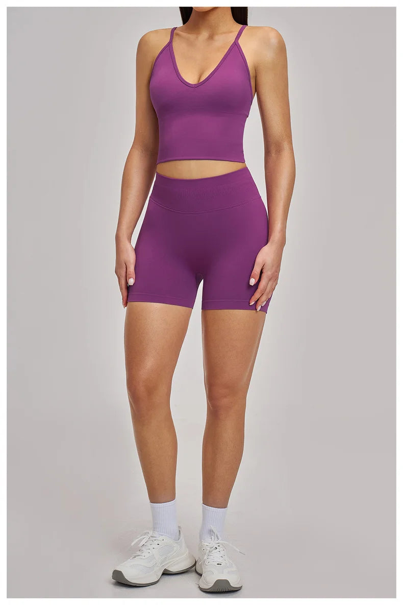 TRY TO BN Seamless Women's Tracksuit Shorts Yoga Set High Waisted Sportswear Fitness Workout Leggings Cycling Running Gym Shorts