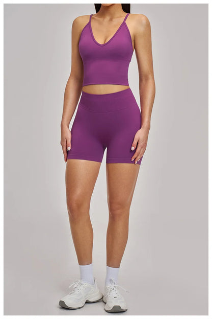 TRY TO BN Seamless Women's Tracksuit Shorts Yoga Set High Waisted Sportswear Fitness Workout Leggings Cycling Running Gym Shorts