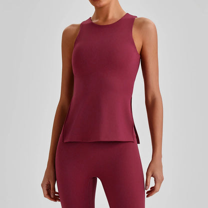 Solid Color Women Fitness Tight Short Yoga T -Shirt Tank Cropped Breathable Sports Running Vest Gym Clothing With Padded Cups