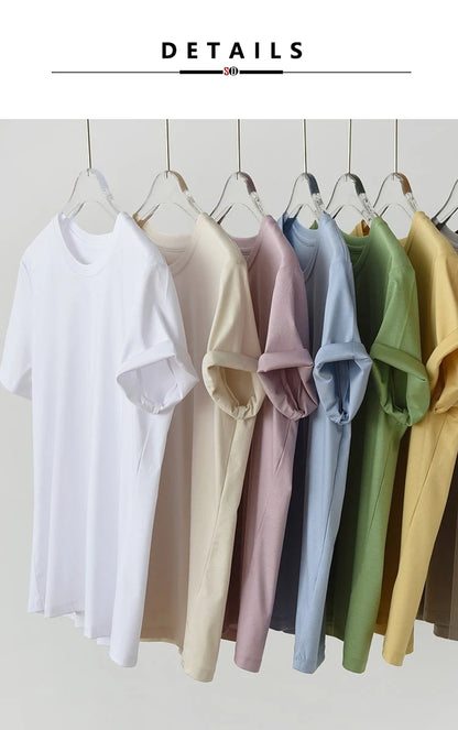 SuyaDream,Women Solid T shirts, 10%Silk 58%Cotton, V Neck, Short Sleeved Tee, 2025 Summer Candy Colors Basic Cozy Top
