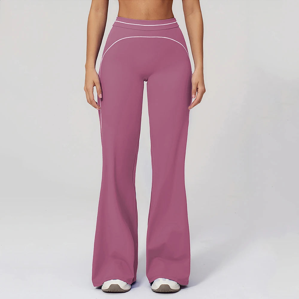 High Waist Yoga Wide Leg Pants Women Gym Fitness Bell-bottoms Pants Push Up Sports Trousers Female Casual Workout Flared Pants