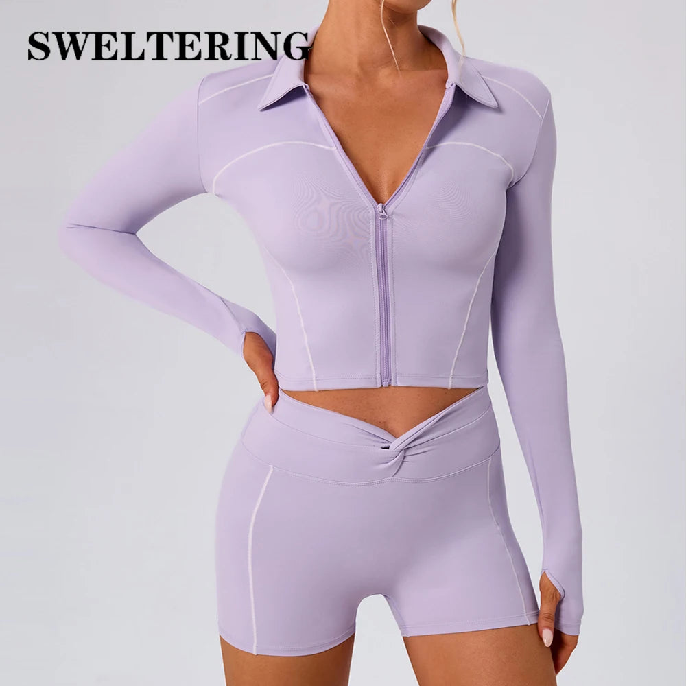 Women's Fitness Yoga Shirts Sports Jackets Gym Yoga Long Sleeve Running Coats Female Workout Clothes For Cycling Activewear