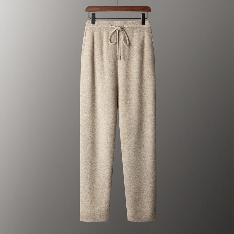 DjzDsm New Autumn Winter Men's 100% Pure Cashmere Thick Button Cardigan Set Cashmere Knitted Casual Shorts 2-Piece Set Clothing