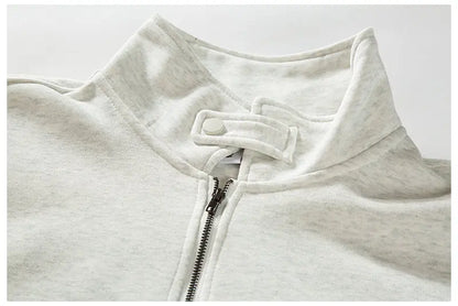 2026 New American Retro F Zip Ket Hoodie Men's Loose Fit Casual Versatile Outerwear Autumn New Pure Color Coat Pullover