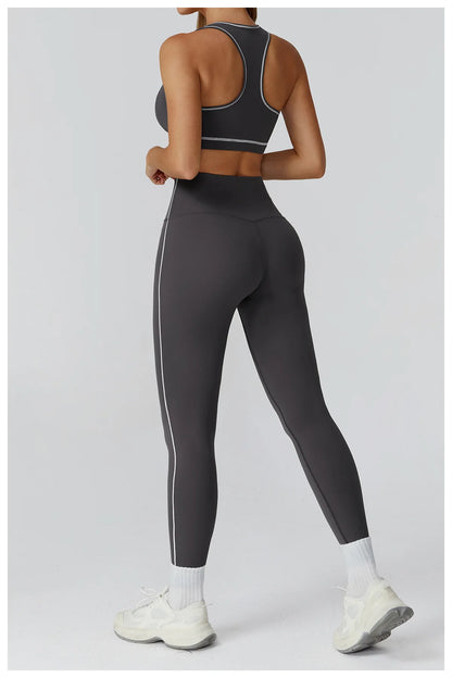 3PCS Yoga Set Women Workout Set 2 Pieces Sportswear Yoga Suit Gym Clothing Fitness Zipper Long Sleeve Sports High Waist Leggings