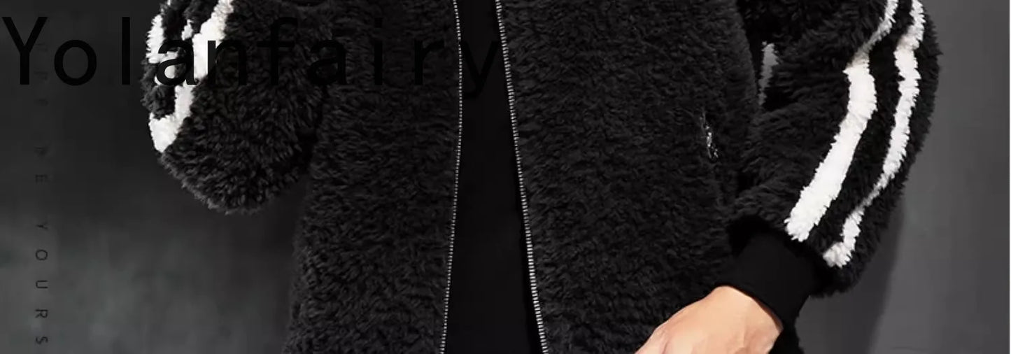 YOLANFAIRY 100% Wool Mens Real Fur Coat Men Luxury Clothing Winter Jacket For Men High Quality Short Jacket куртка мужская 2024