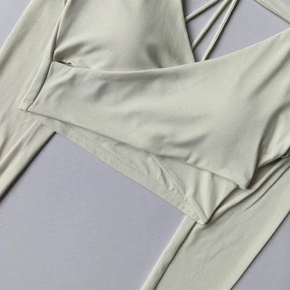 Yoga Top with Chest Pads Cross V-Neck Long Sleeves Women's Slim-Fit Running Training Cropped Navel-Baring Pilates Top  Fitness