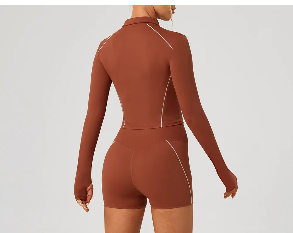 Women's Fitness Yoga Shirts Sports Jackets Gym Yoga Long Sleeve Running Coats Female Workout Clothes For Cycling Activewear