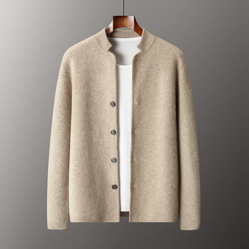 DjzDsm New Autumn Winter Men's 100% Pure Cashmere Thick Button Cardigan Set Cashmere Knitted Casual Shorts 2-Piece Set Clothing