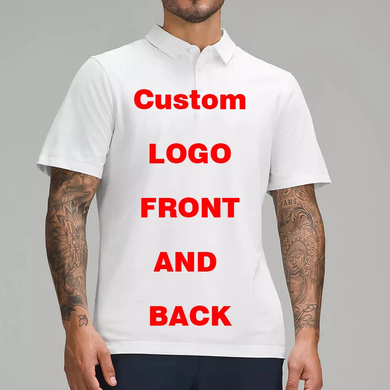 DIY Custom Logo 100% Cotton 240GSM Thick 5XL Big Size Summer New Men's Short Sleeve Oversized T-shirt Cool POLO Shirt Casual