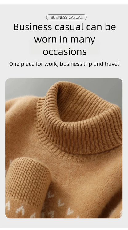 New 100% Pure Wool Cashmere Men's O-neck Pullover 2025 Autumn/Winter Color Matching Top Casual Thick Fashion Large Size Jacket