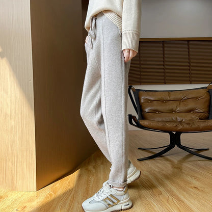 DjzDsm Women's Skinny Pants 100% Merino Wool for Spring And Autumn Comfortable Fit Casual Trousers Center Pants