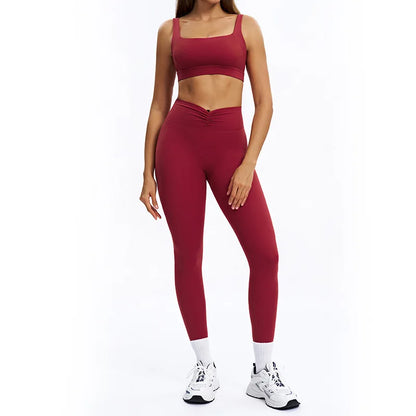 SWELTERING 2PCS Yoga Set Fitness Gym Tracksuit Sportswear Women Workout Outfits High Waist Leggings Sports Bra Athletic Wear