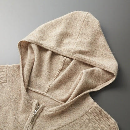 Autumn/Winter Men Sweater Suit Hooded Zipper Pullover Pants Thick Warm Casual Clothing 100% Cashmere Knitwear Trousers Tops