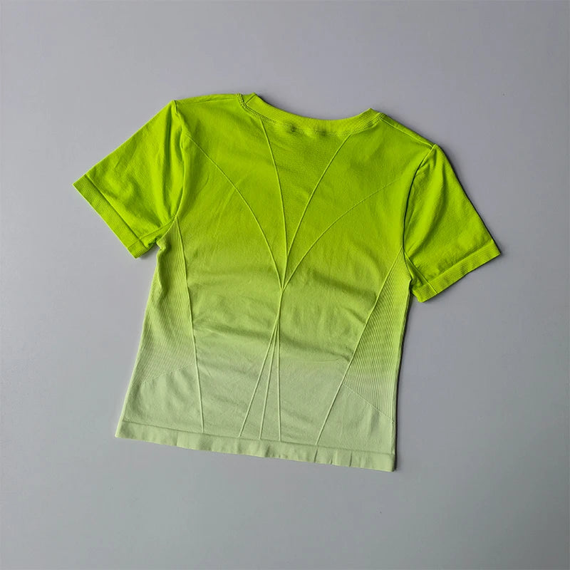 Yoga Top Light Fitting Elastic Quick Drying Sports T-shirt for Women's Personalized Fitness Short Sleeved Summer Thin Style